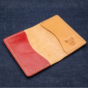 Kaarthouder dubbel – 2 vakken - Bruin-rood-naturel