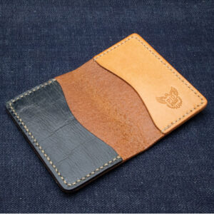 Kaarthouder dubbel – 2 vakken - Naturel-zwart